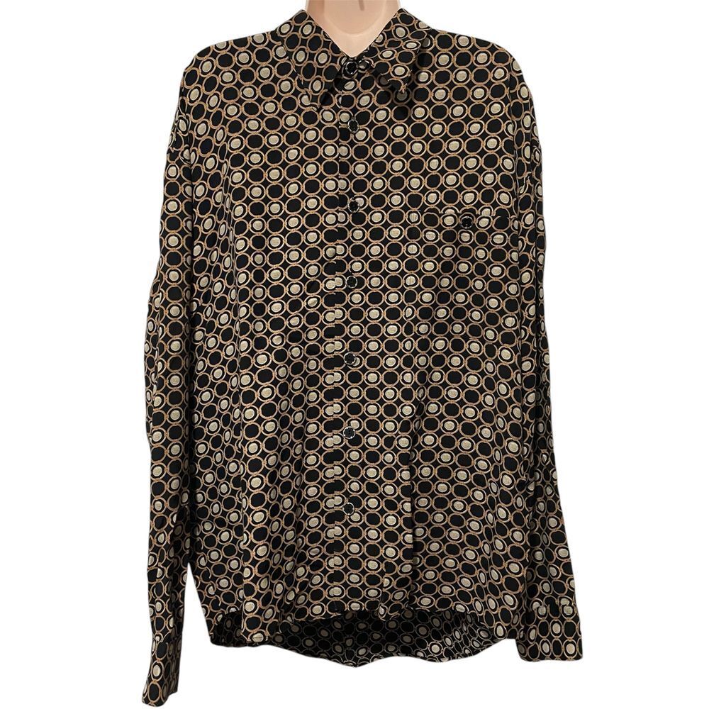 Maxini Collezione men's vintage Geometric Circle LS Button-Up dress shirt medium